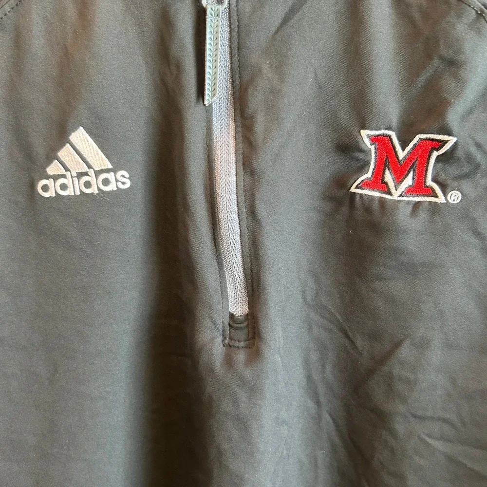 Miami University Redhawks Adidas Mens Black ClimaLite Quarter Zip‎ Shirt Large